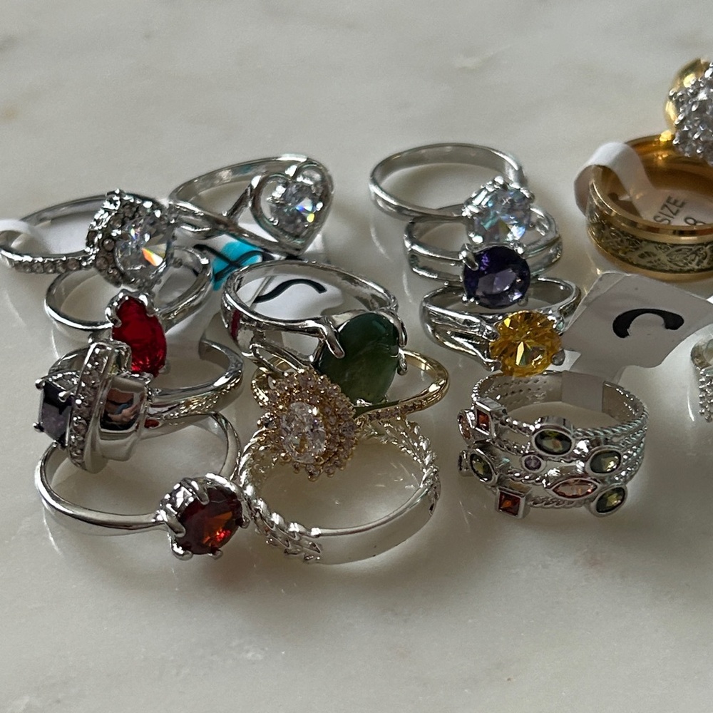 Multicolor‎ Gemstone Rings Set of 20